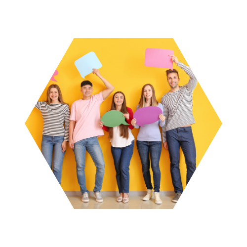 a group of people expressing themsleves